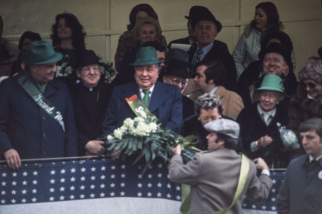 Miniature of St. Patrick's Day Parade reviewing stand, Eleanor and Richard J. Daley