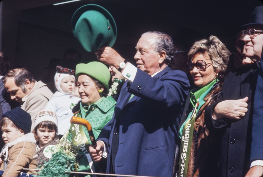 St. Patrick's Day Parade reviewing stand, Richard J. and Eleanor Daley