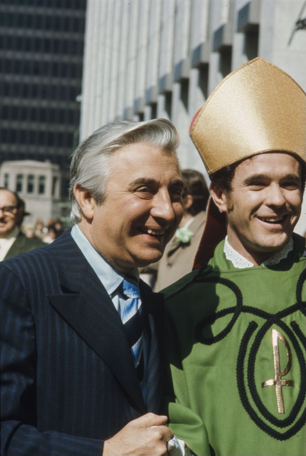 Miniature of St. Patrick's Day Parade, Roman Pucinski with man dressed as St. Patrick