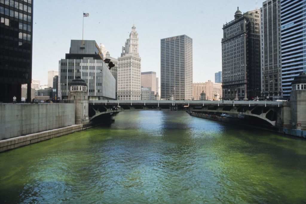 Chicago River dyed green for St. Patrick's Day