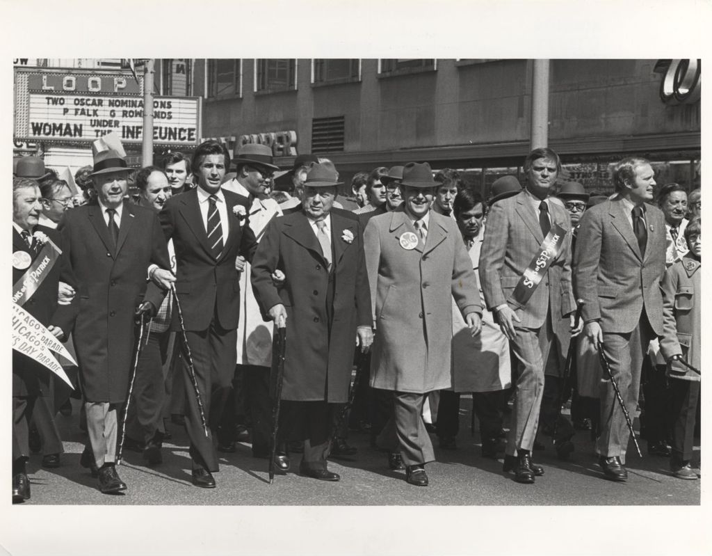 St. Patrick's Day Parade, Richard J. Daley and others marching
