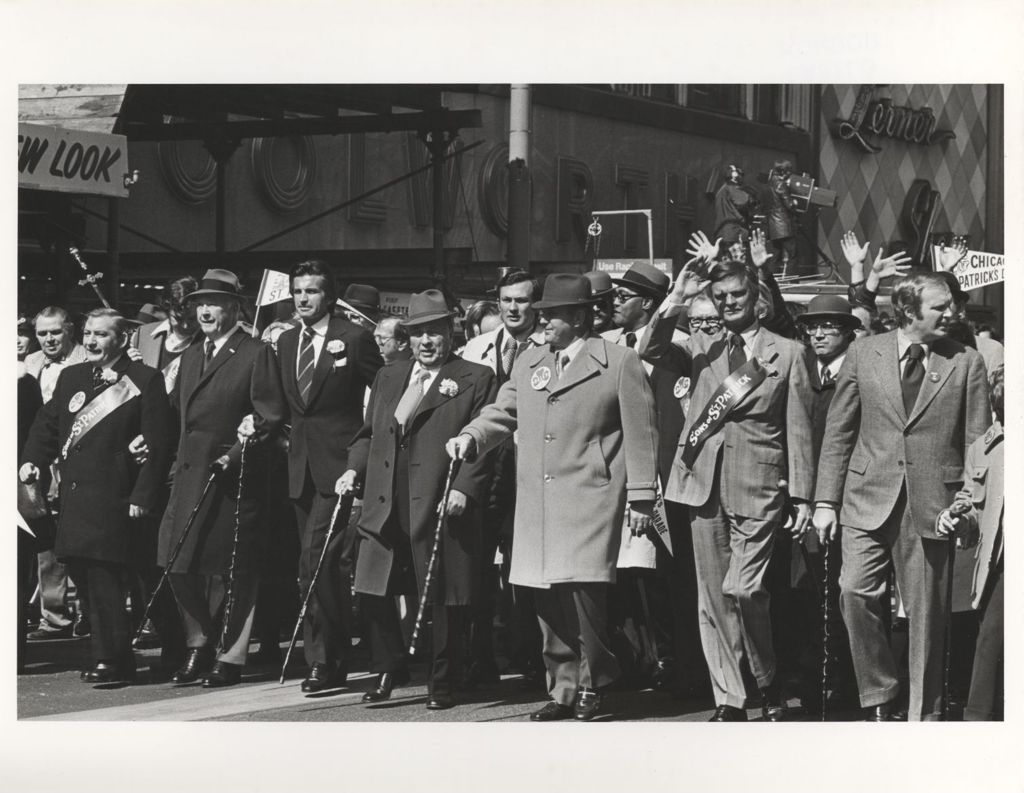 St. Patrick's Day Parade, Richard J. Daley and others marching