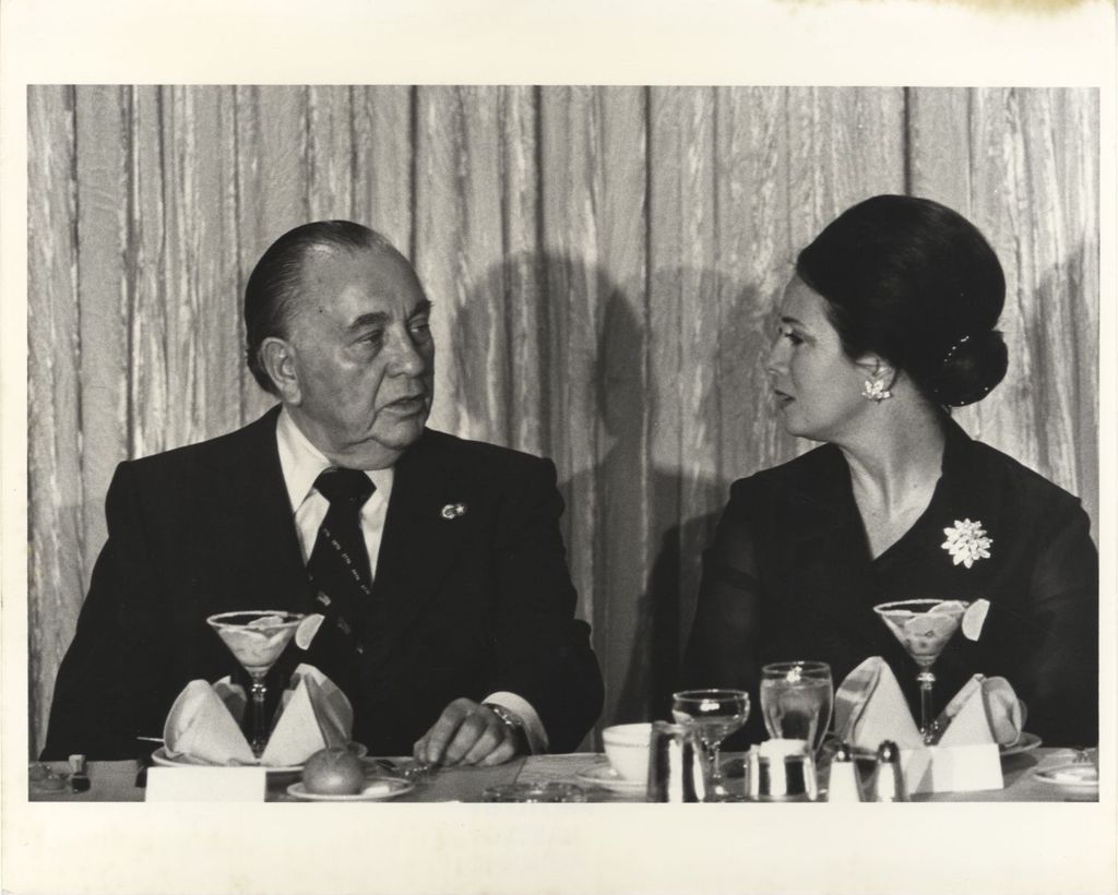 Miniature of Richard J. Daley and Jihan Sadat at a banquet for President Sadat