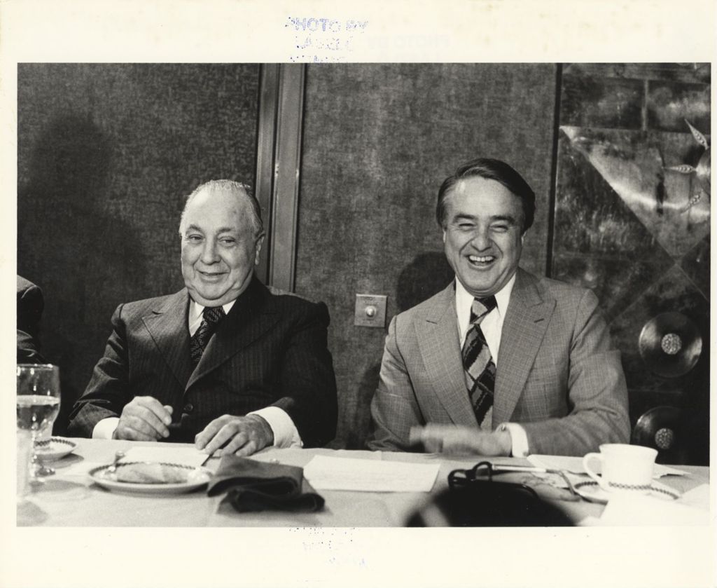 Miniature of Sargent Shriver and Richard J. Daley at a banquet