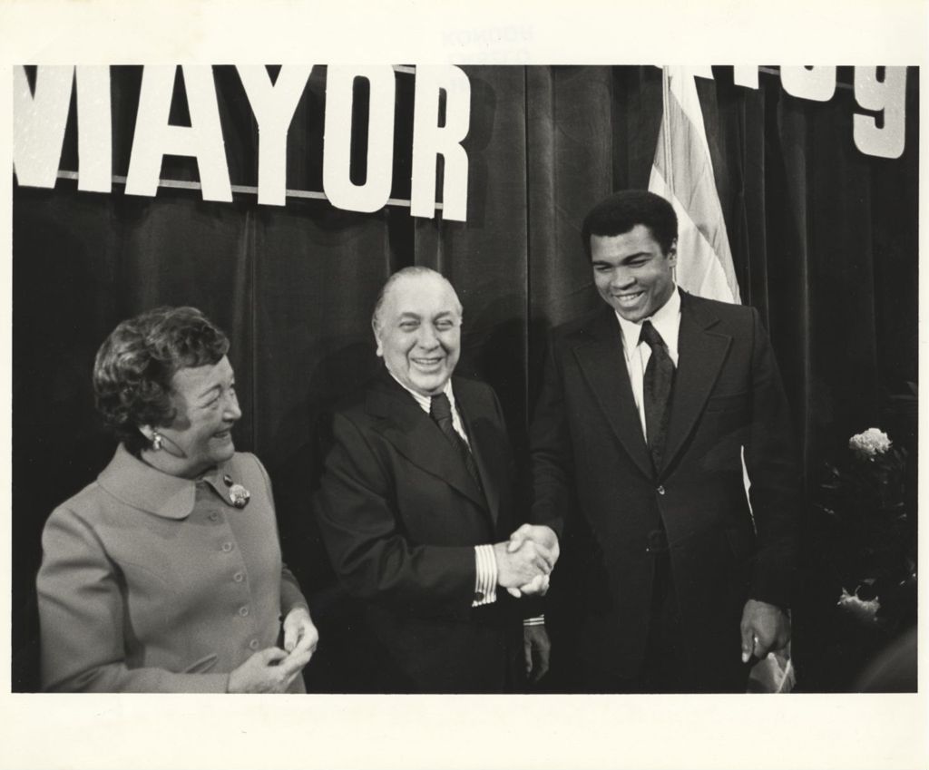 Richard J. Daley and Muhammad Ali on primary election night
