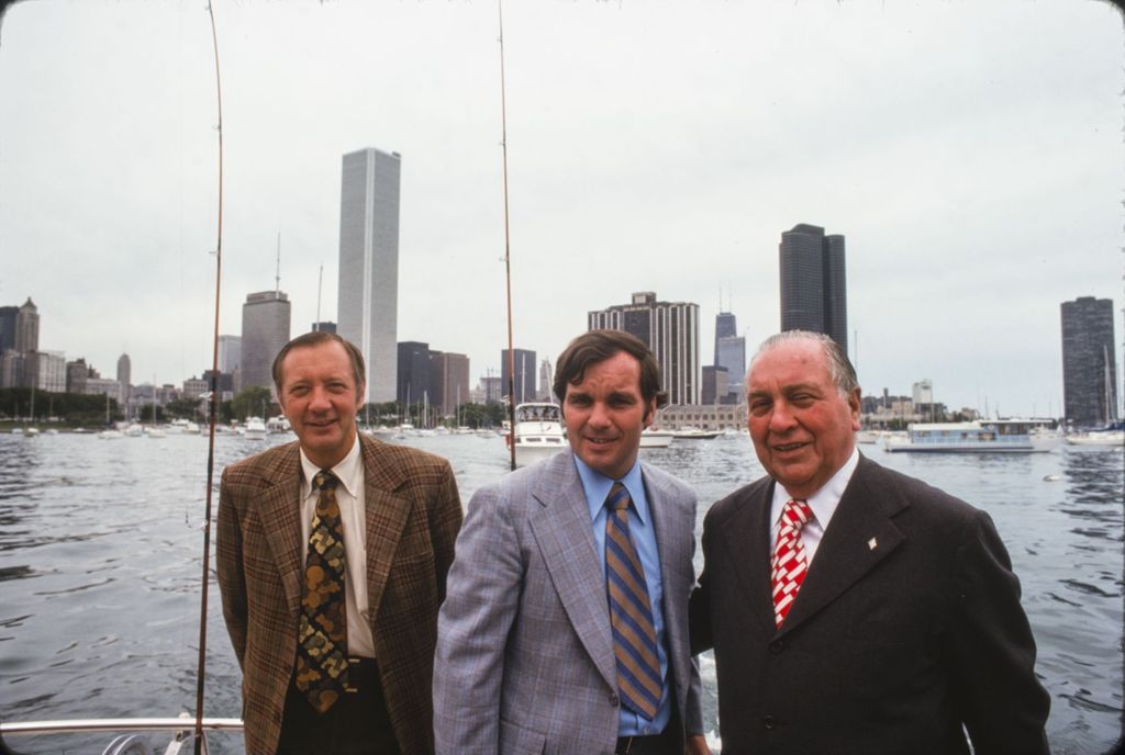Richard J.Daley, Richard M. Daley and Michael Bilandic at a Fish Derby