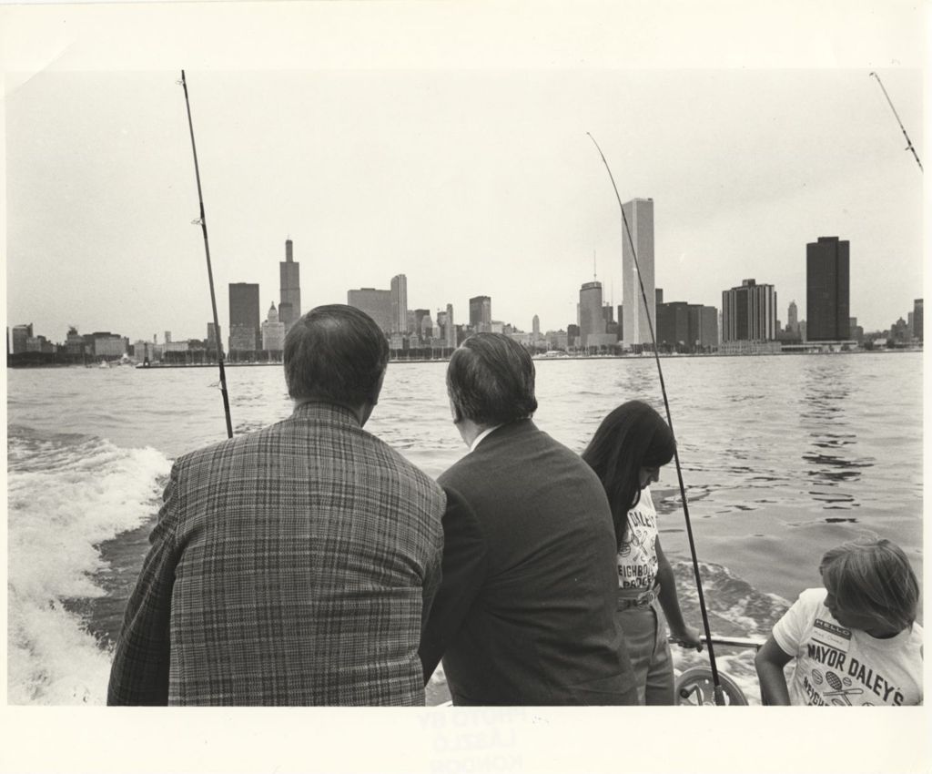 Richard J. Daley and Michael Bilandic at a Fish Derby
