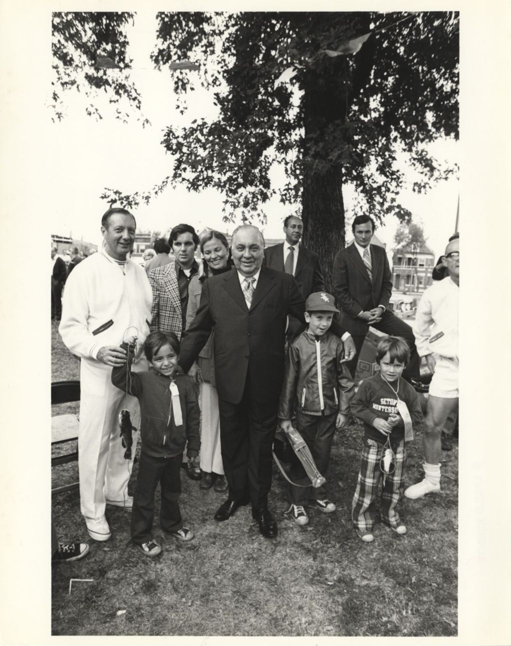 Richard J. Daley, Michael Bilandic and others at a Fish Derby