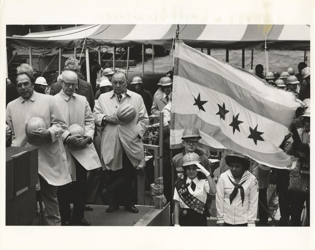Miniature of Richard J. Daley and others at a construction site event