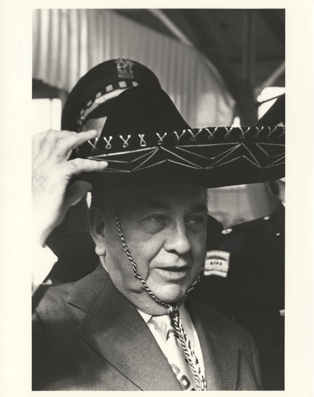 Miniature of Richard J. Daley wearing a sombrero