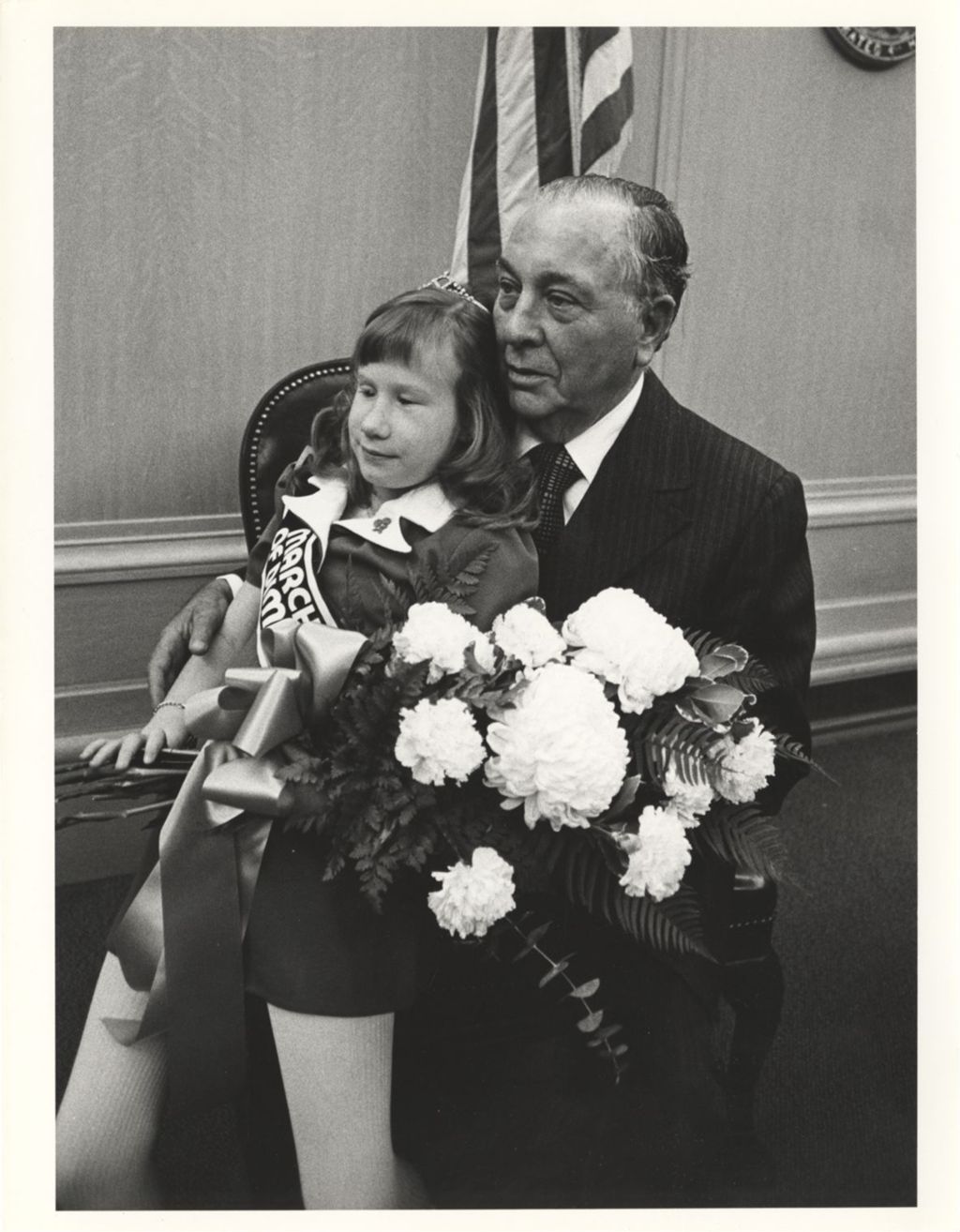 Richard J. Daley and girl wearing March of Dimes sash