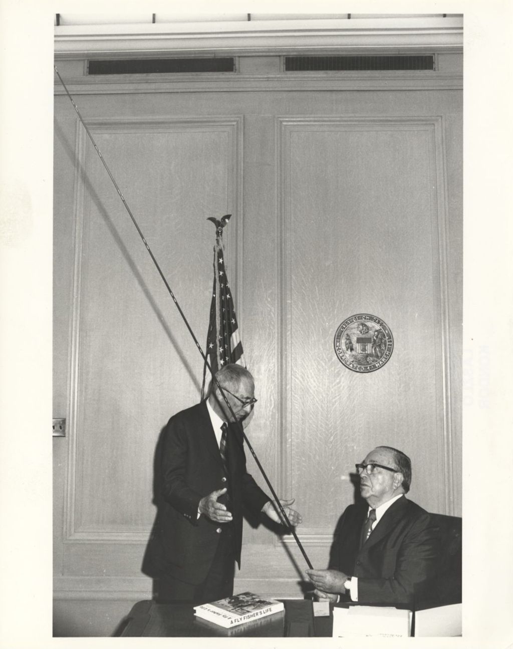 Miniature of Charles Ritz presenting gifts to Richard J. Daley