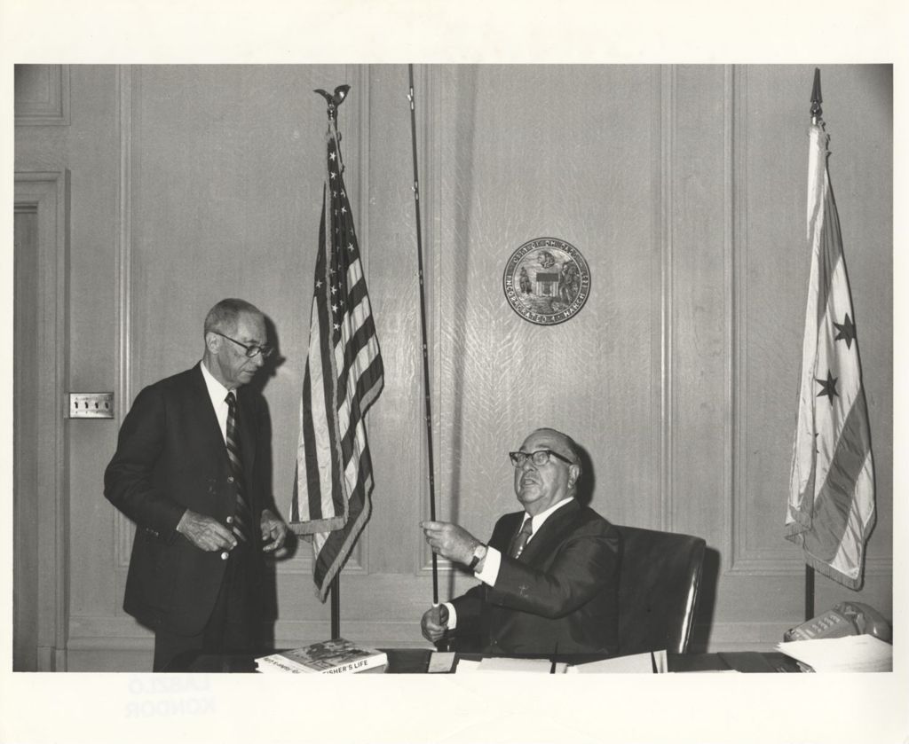 Miniature of Charles Ritz presenting gifts to Richard J. Daley