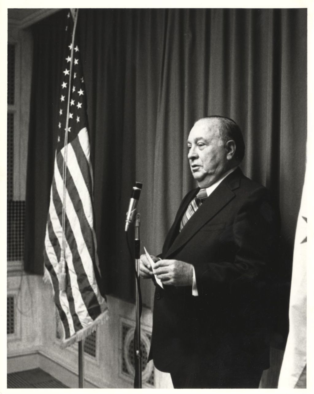 Miniature of Richard J. Daley at a press conference