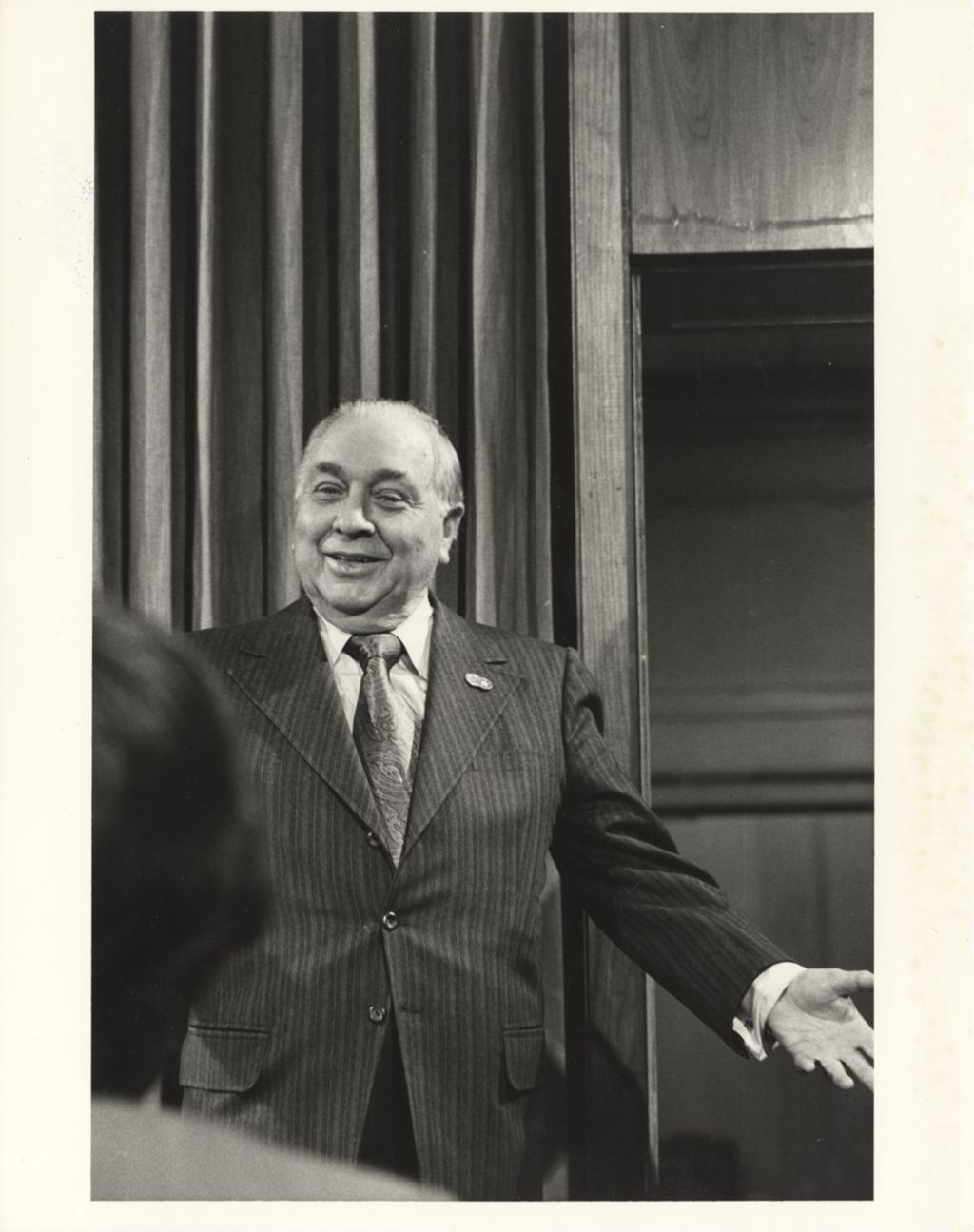 Miniature of Richard J. Daley leads a press conference