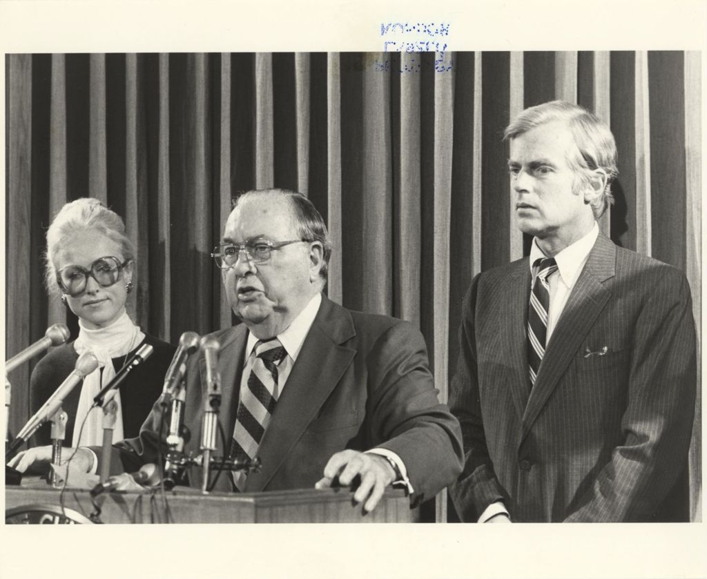 Richard J. Daley speaking at a press conference
