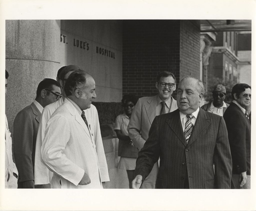 Miniature of Richard J. Daley leaving Rush-Presbyterian-St. Luke's Medical Center