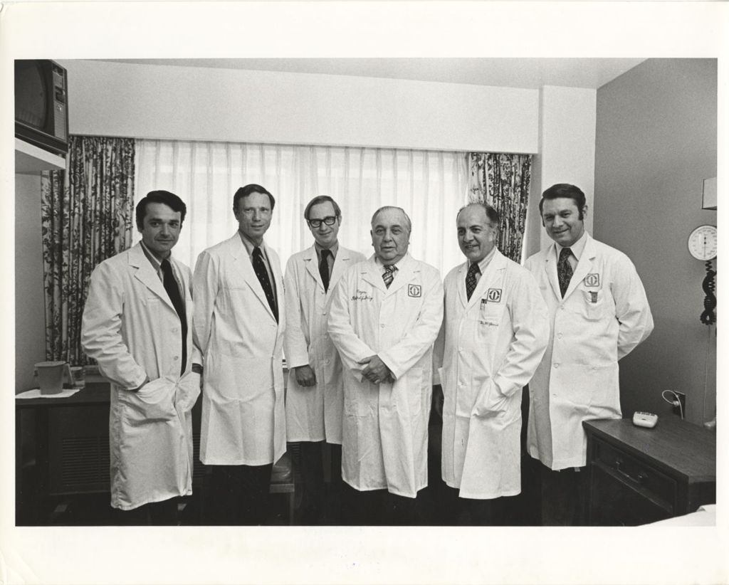 Miniature of Richard J. Daley with doctors from Rush-Presbyterian-St. Luke's Medical Center