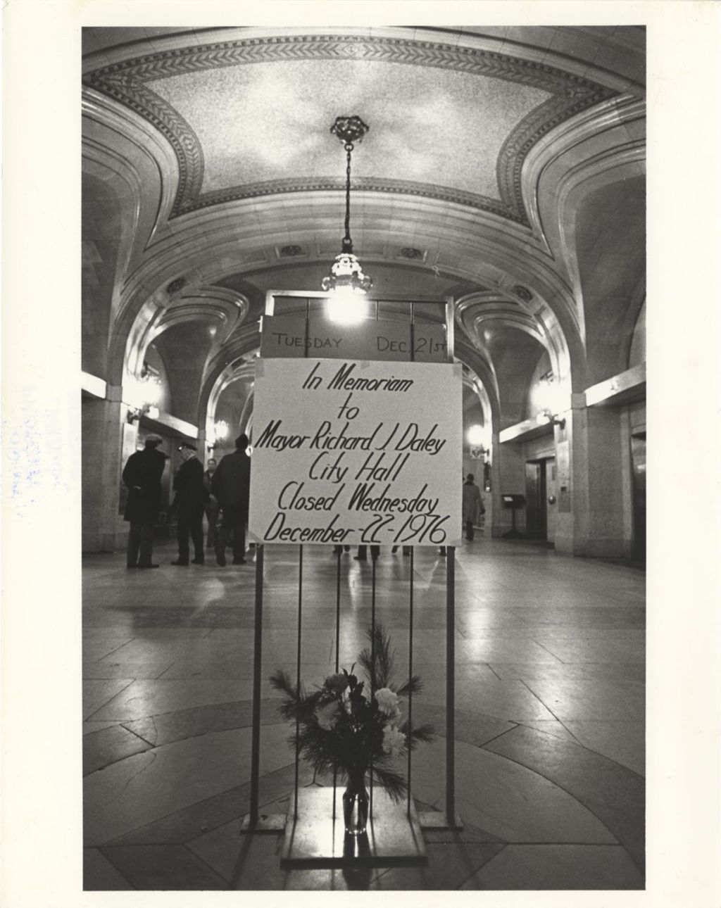Miniature of Sign announcing City Hall closure after death of Richard J. Daley
