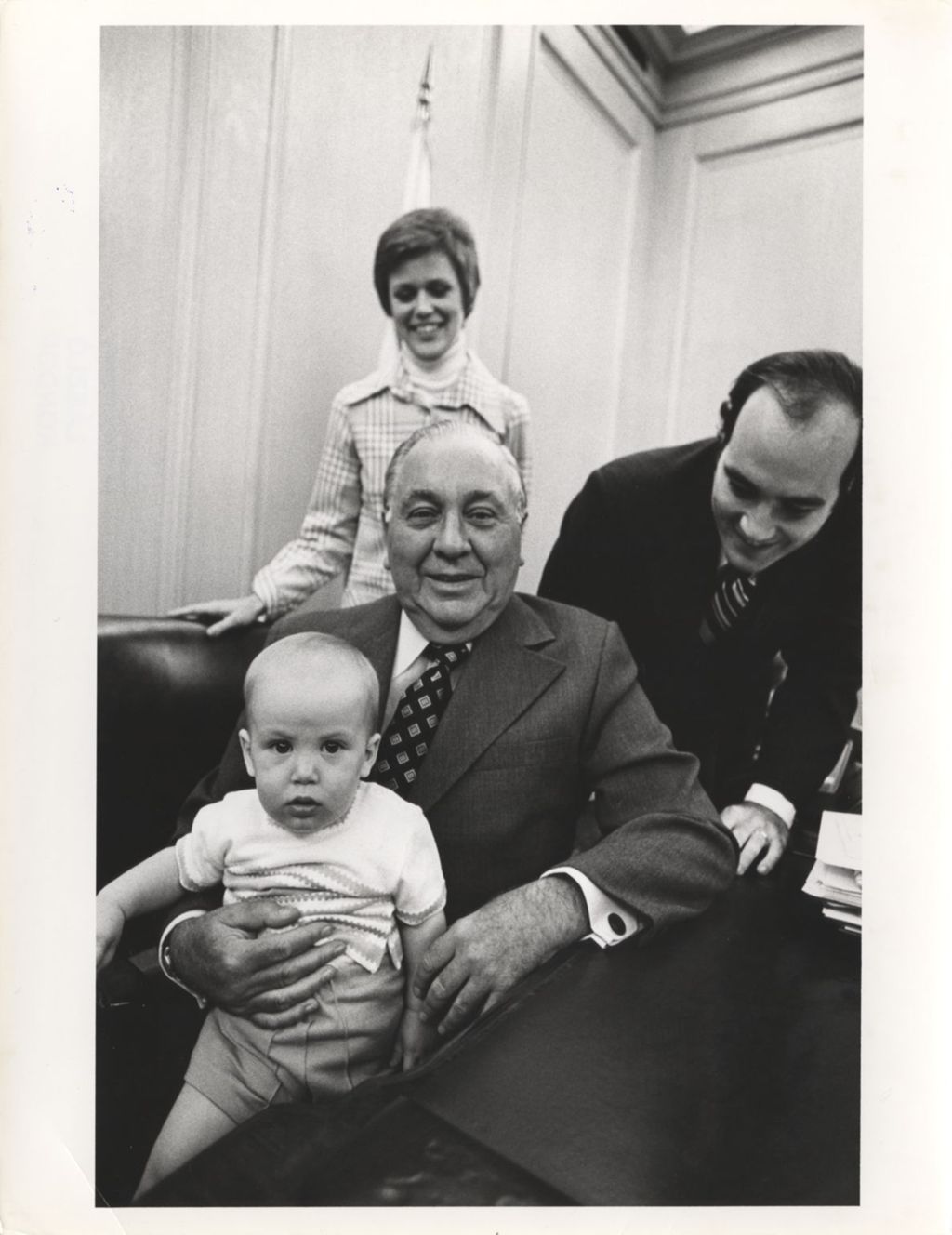 Richard J. Daley with a grandchild in his City Hall office