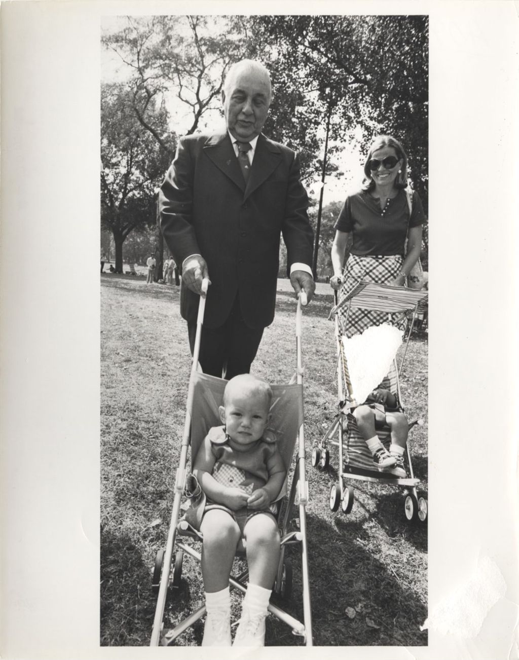 Miniature of Richard J. Daley with grandchildren in strollers