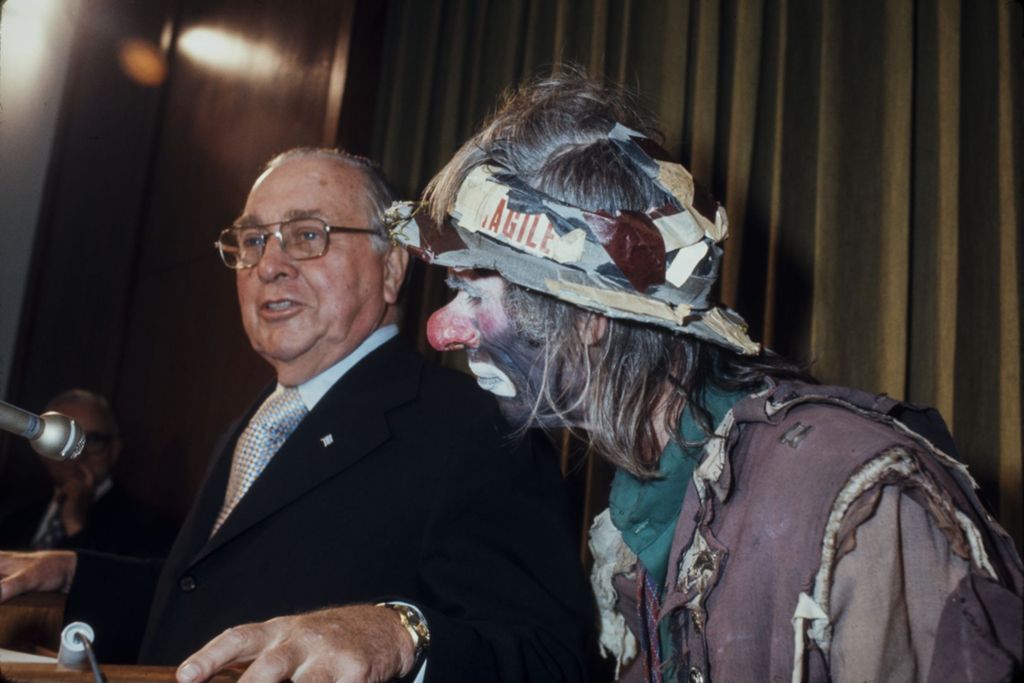 Richard J. Daley and clown Emmett Kelly
