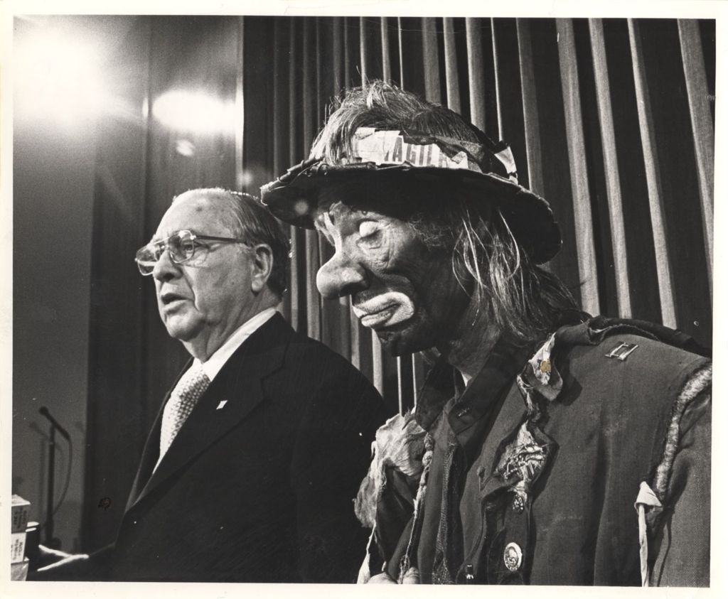 Richard J. Daley and clown Emmett Kelly