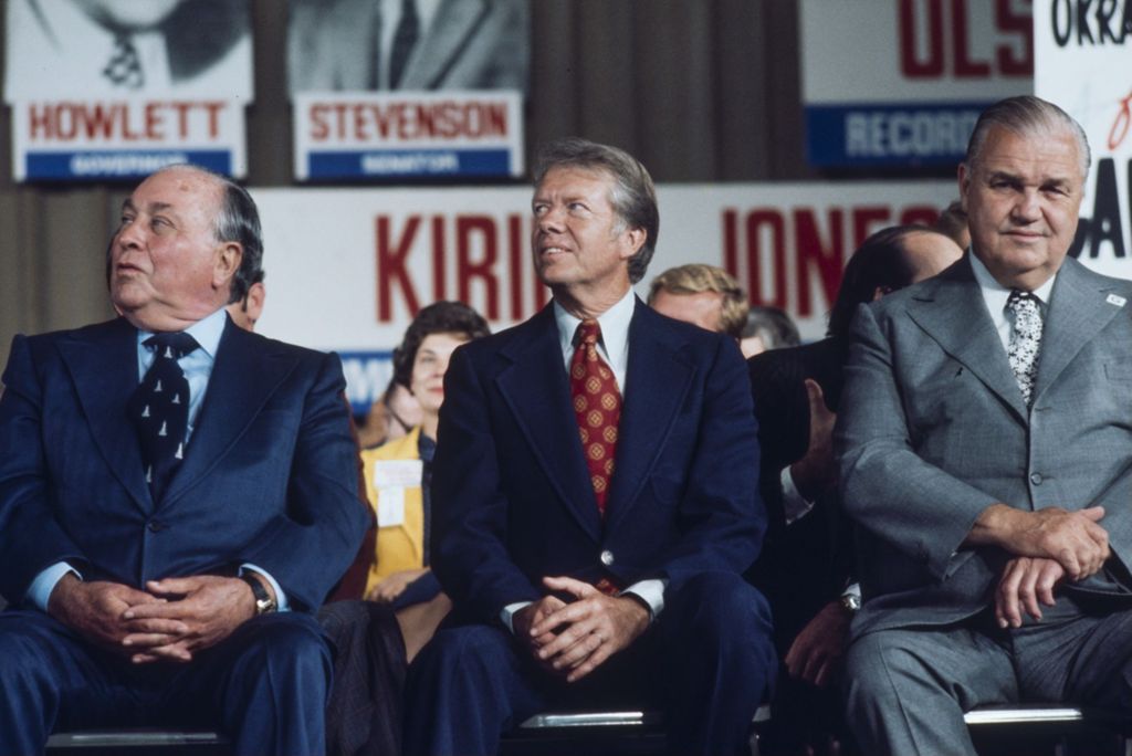Jimmy Carter, Richard J. Daley and Michael Howlett at Illinois Democratic Convention