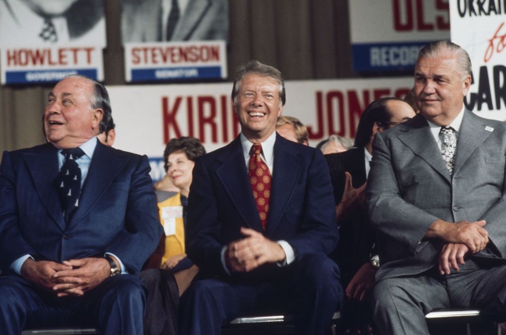 Jimmy Carter, Richard J. Daley and Michael Howlett at Illinois Democratic Convention