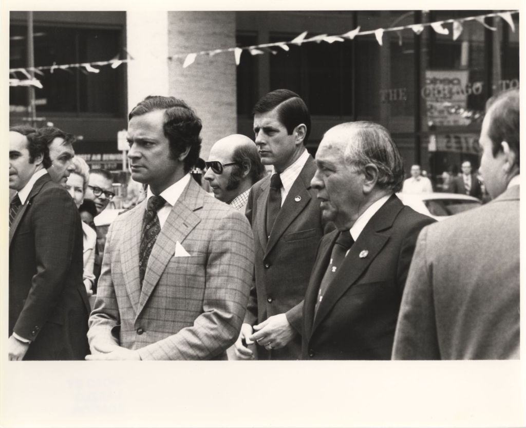 King Carl XVI Gustaf of Sweden and Richard J. Daley in Civic Center Plaza