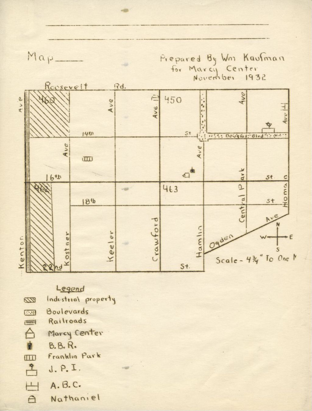 Miniature of North Lawndale map showing location of Marcy Center