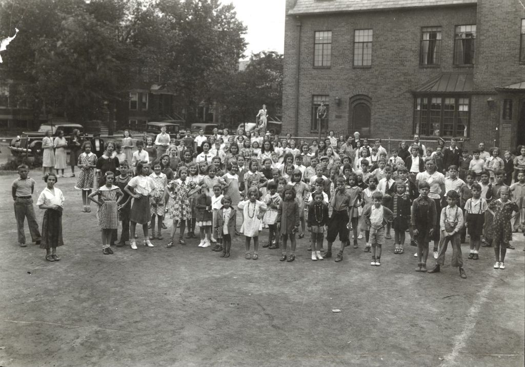 Miniature of Members of Vacation Bible School in Marcy Center playground