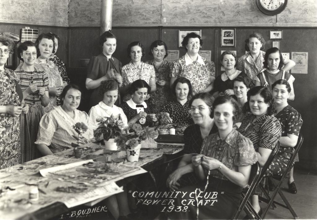 Miniature of Members of Community Club working on flower crafts
