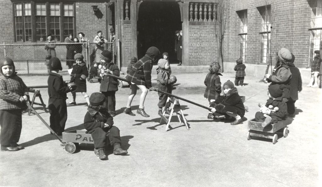Children playing on the Marcy Center playground