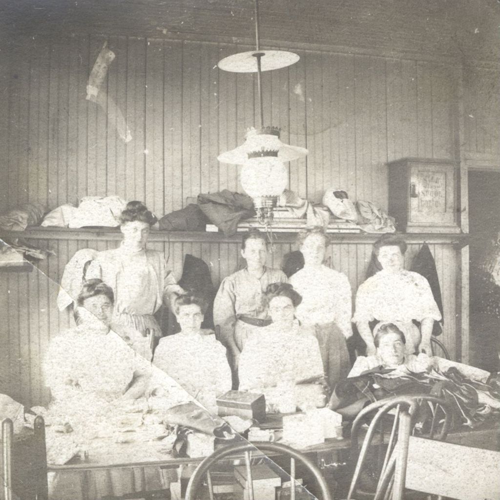 Women workers at a table