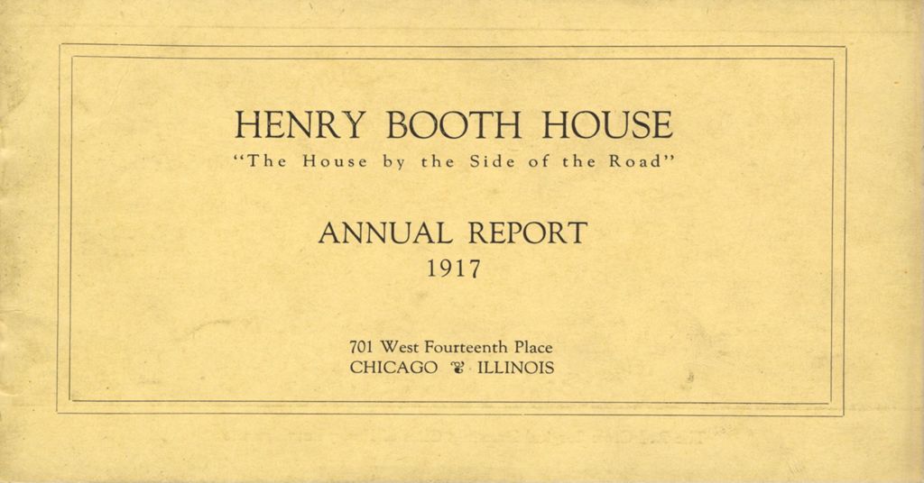 Miniature of Cover of Henry Booth House Annual Report for 1917