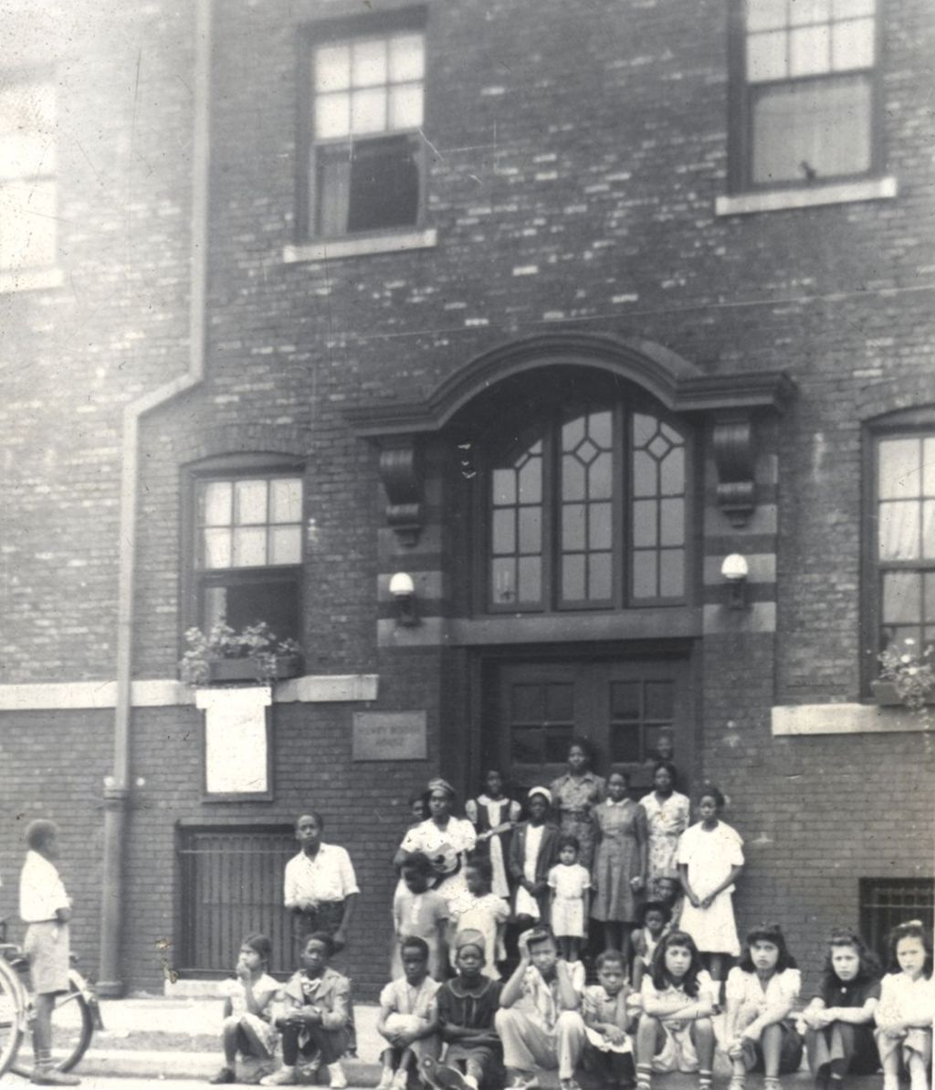 Youths in front of Henry Booth House