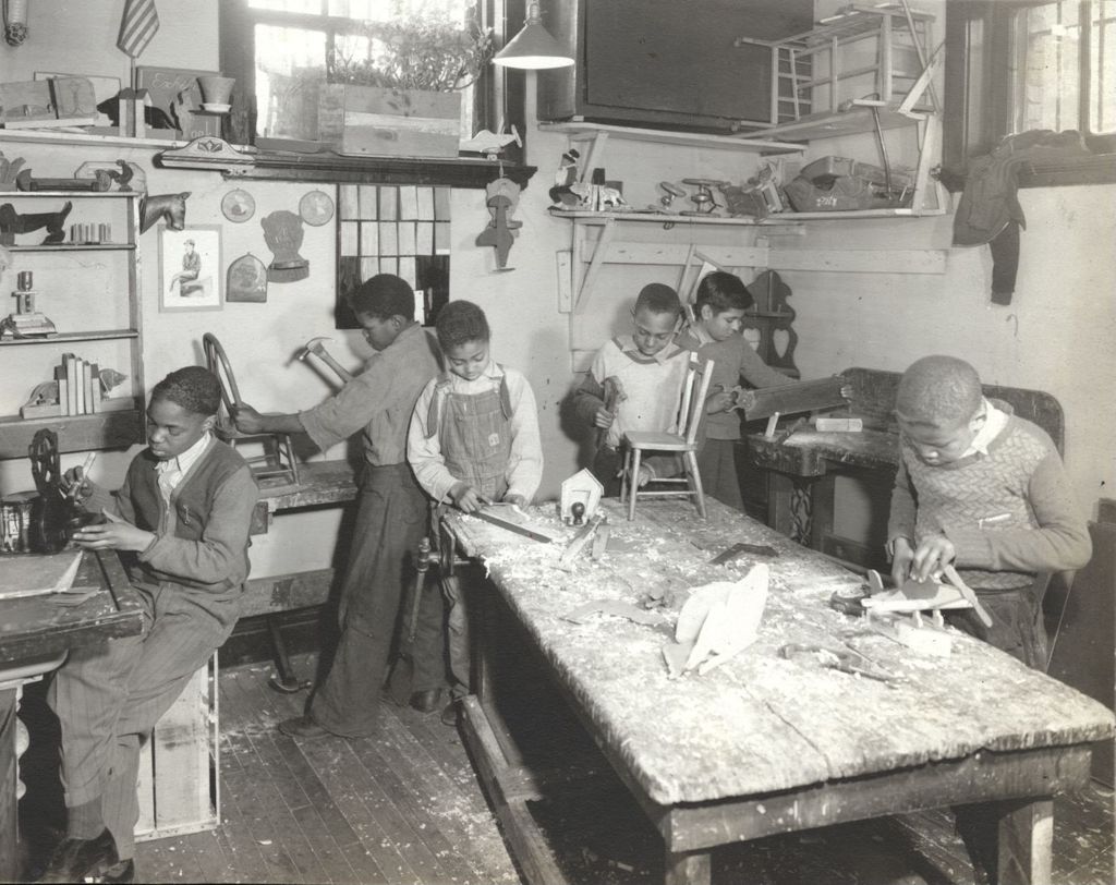 Miniature of Boys working in woodshop