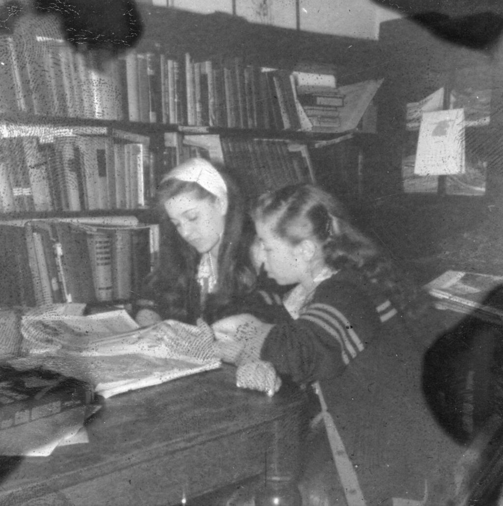 Miniature of Two girls studying in library