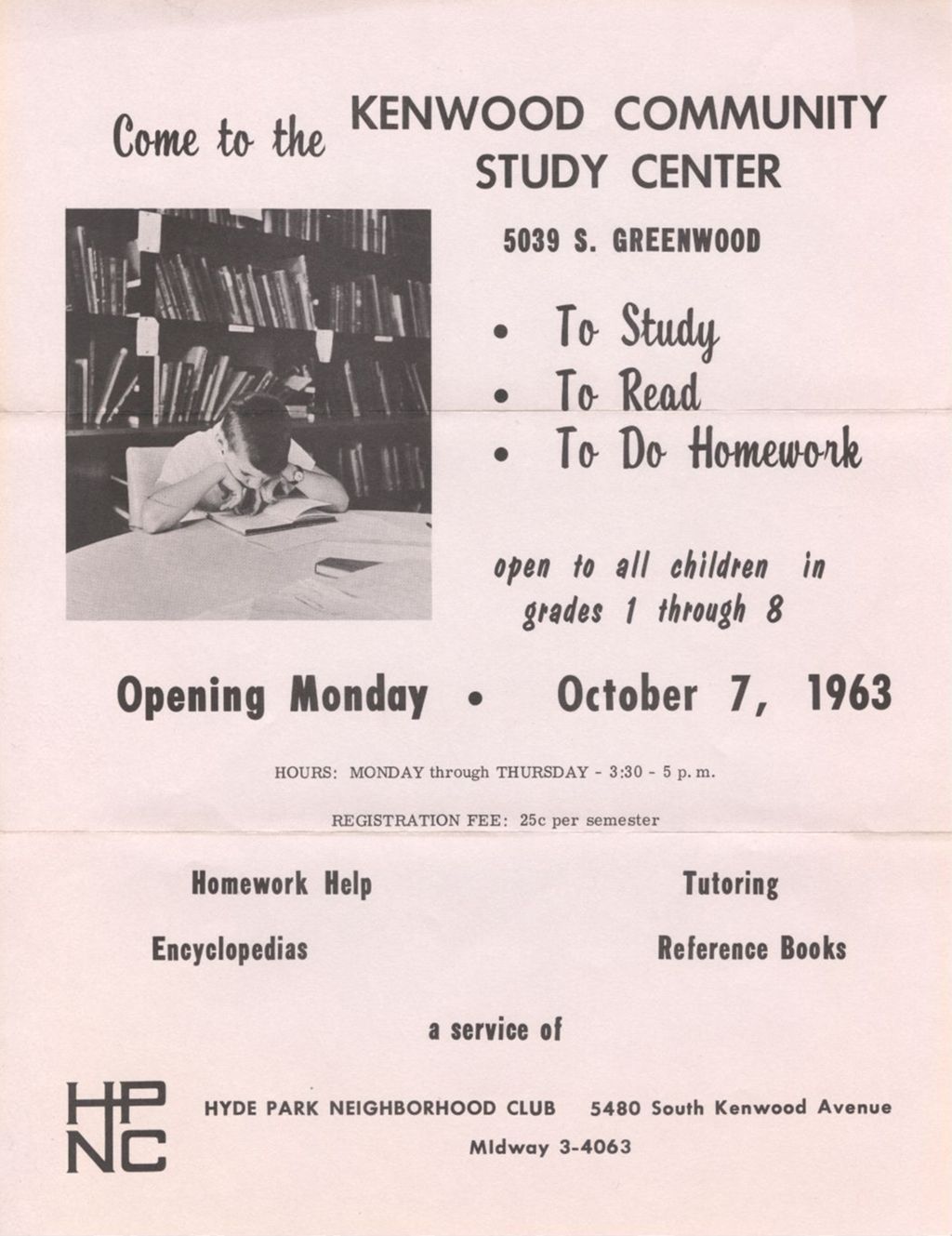 Miniature of Kenwood Community Study Center flyer