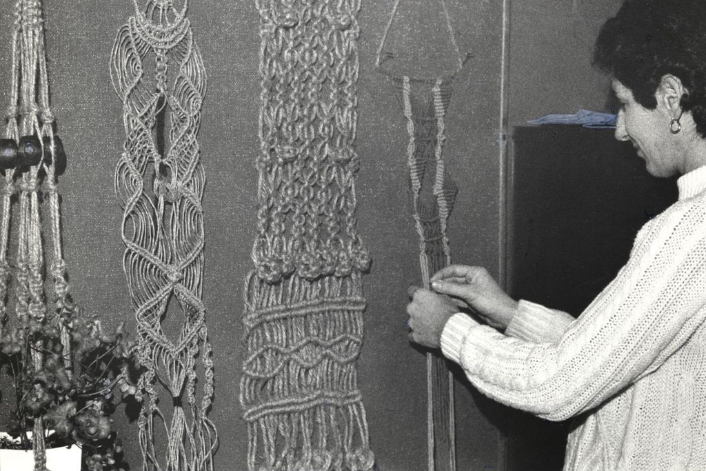 Miniature of Woman making macrame wall hangings