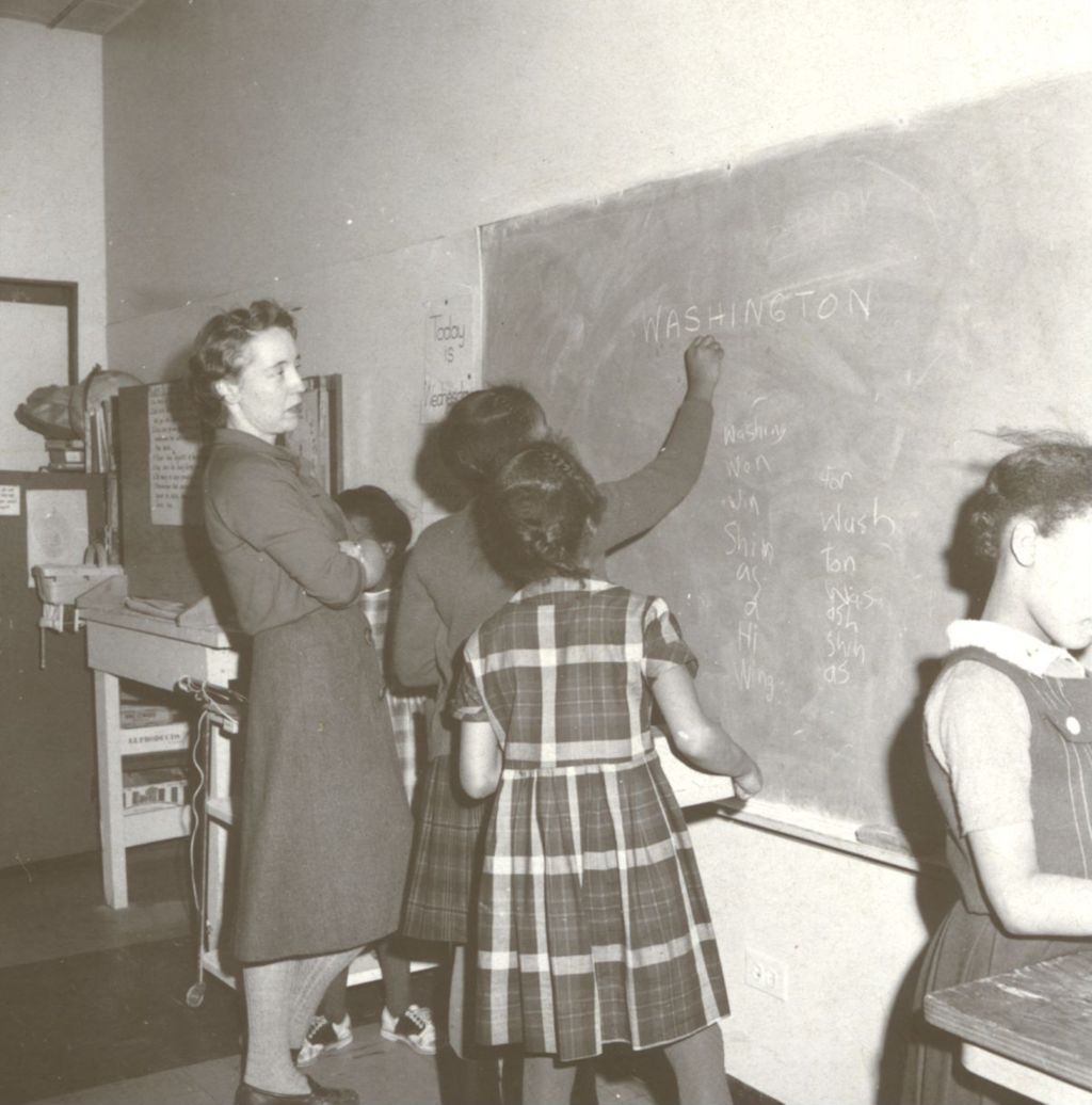 Miniature of Girls at a chalkboard at Kenwood Study Center