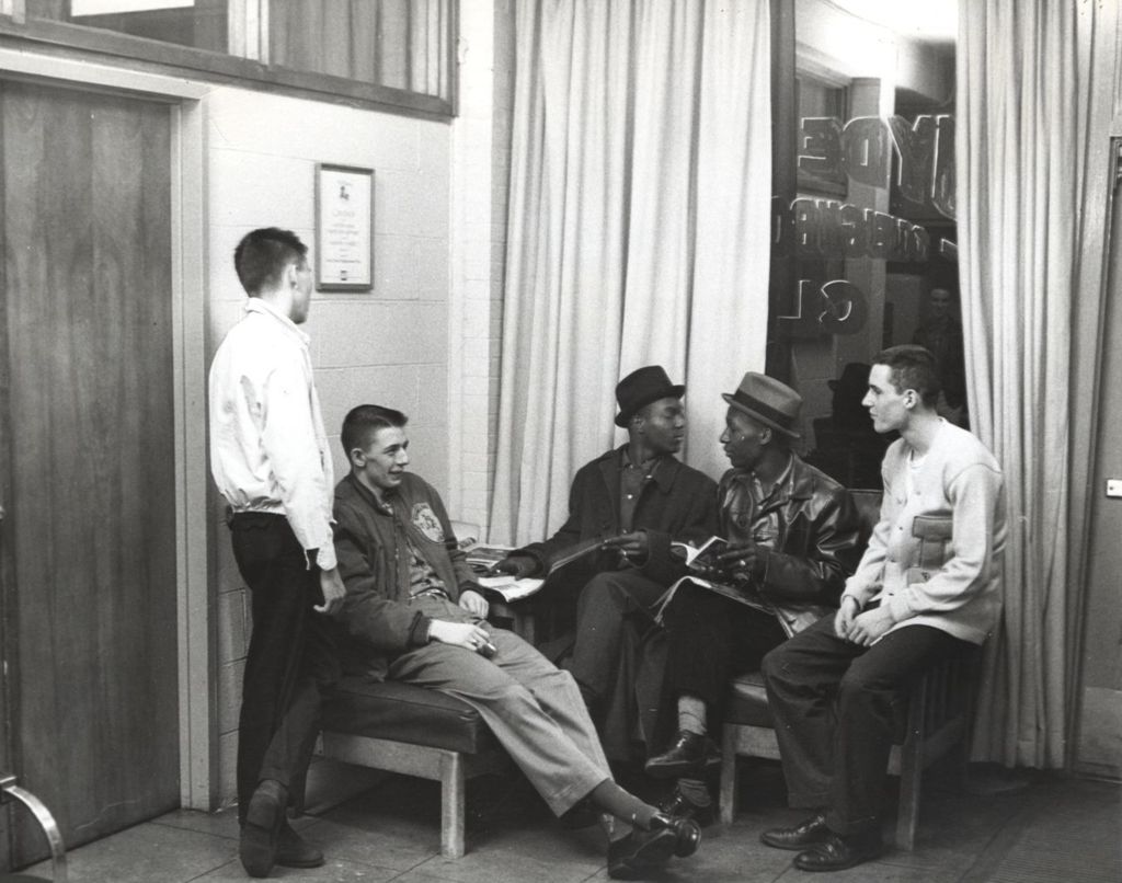 Teenage boys in the Hyde Park Neighborhood Club waiting room