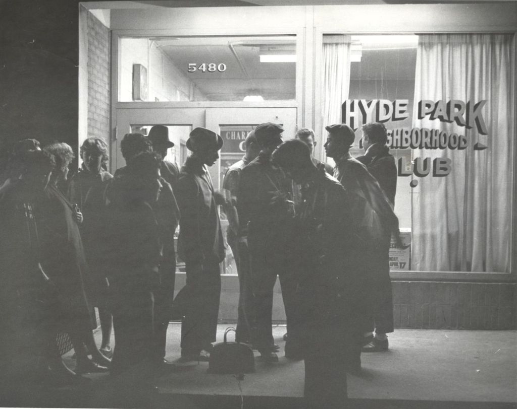 Group of teenagers outside the Hyde Park Neighborhood Club office