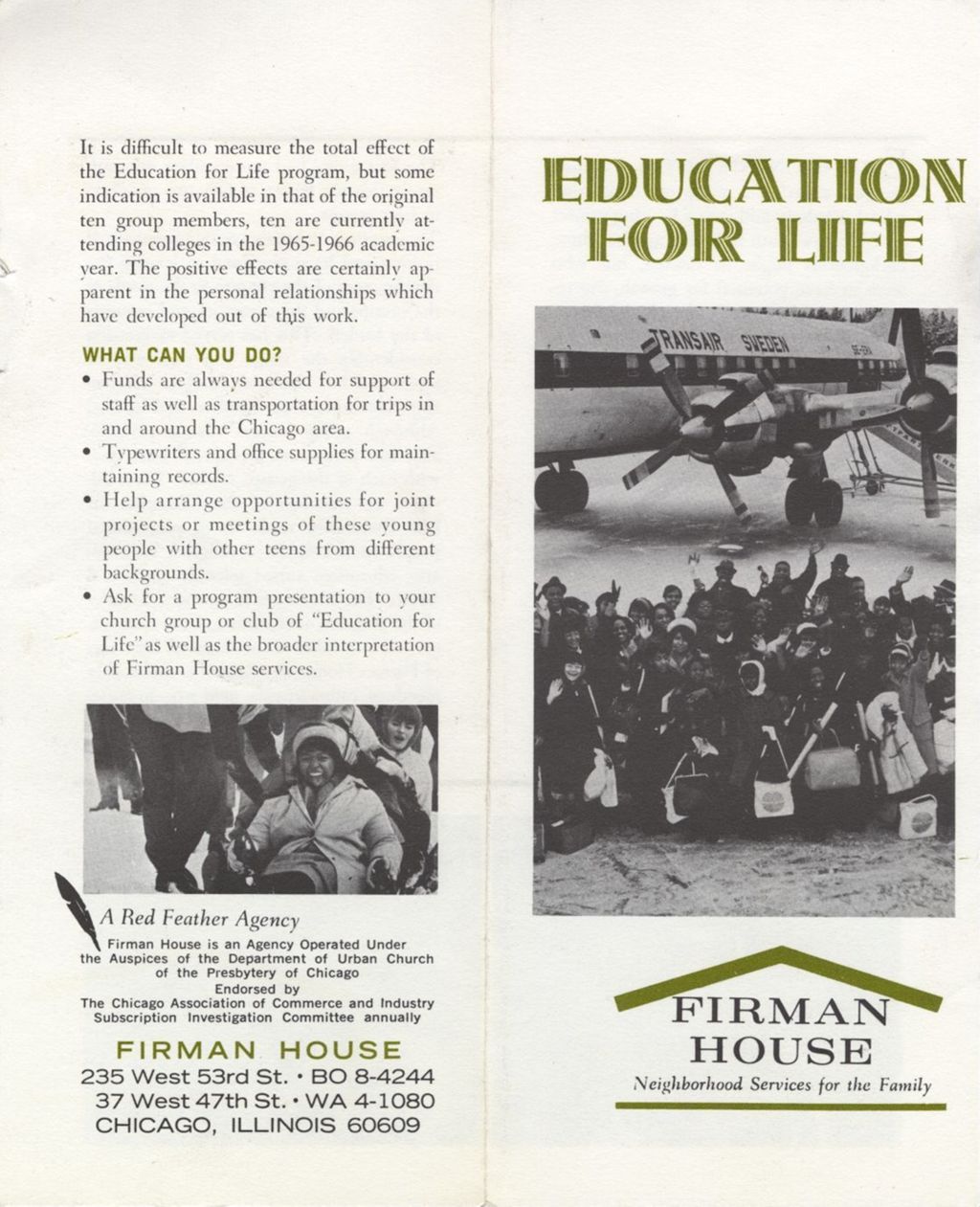 Firman House Education for Life program brochure