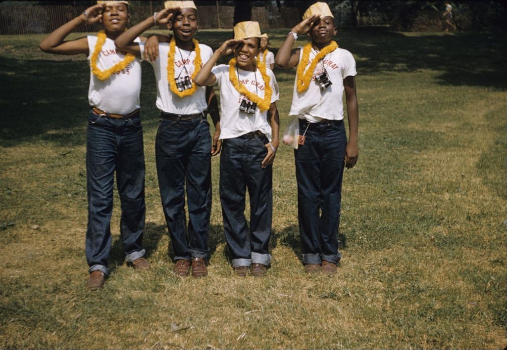 Miniature of Boys in Camp Gray shirts saluting