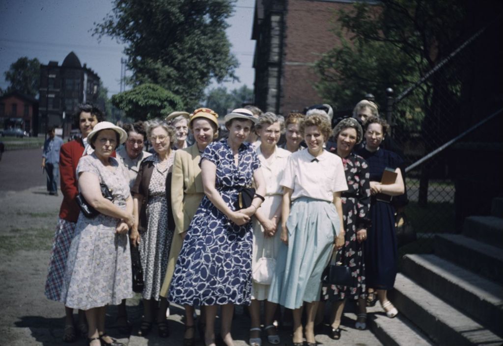 Group of women outside a building
