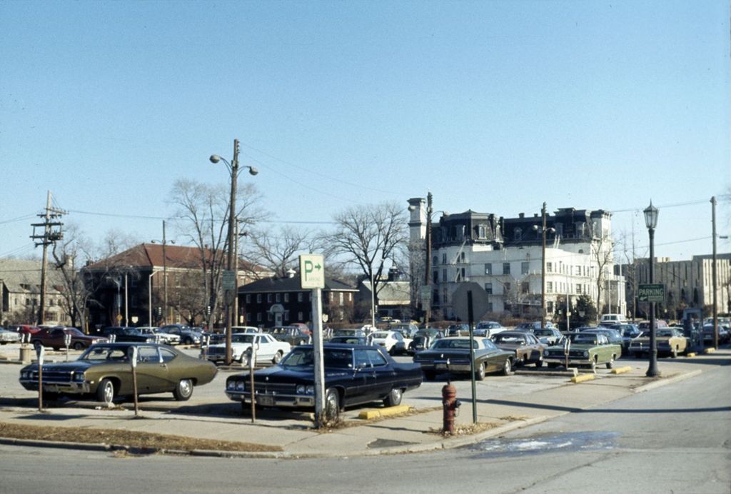 Parking lot, Benson Avenue at Clark Street, Evanston
