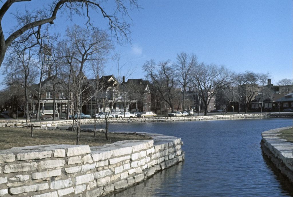 Auburn Park lagoon and houses