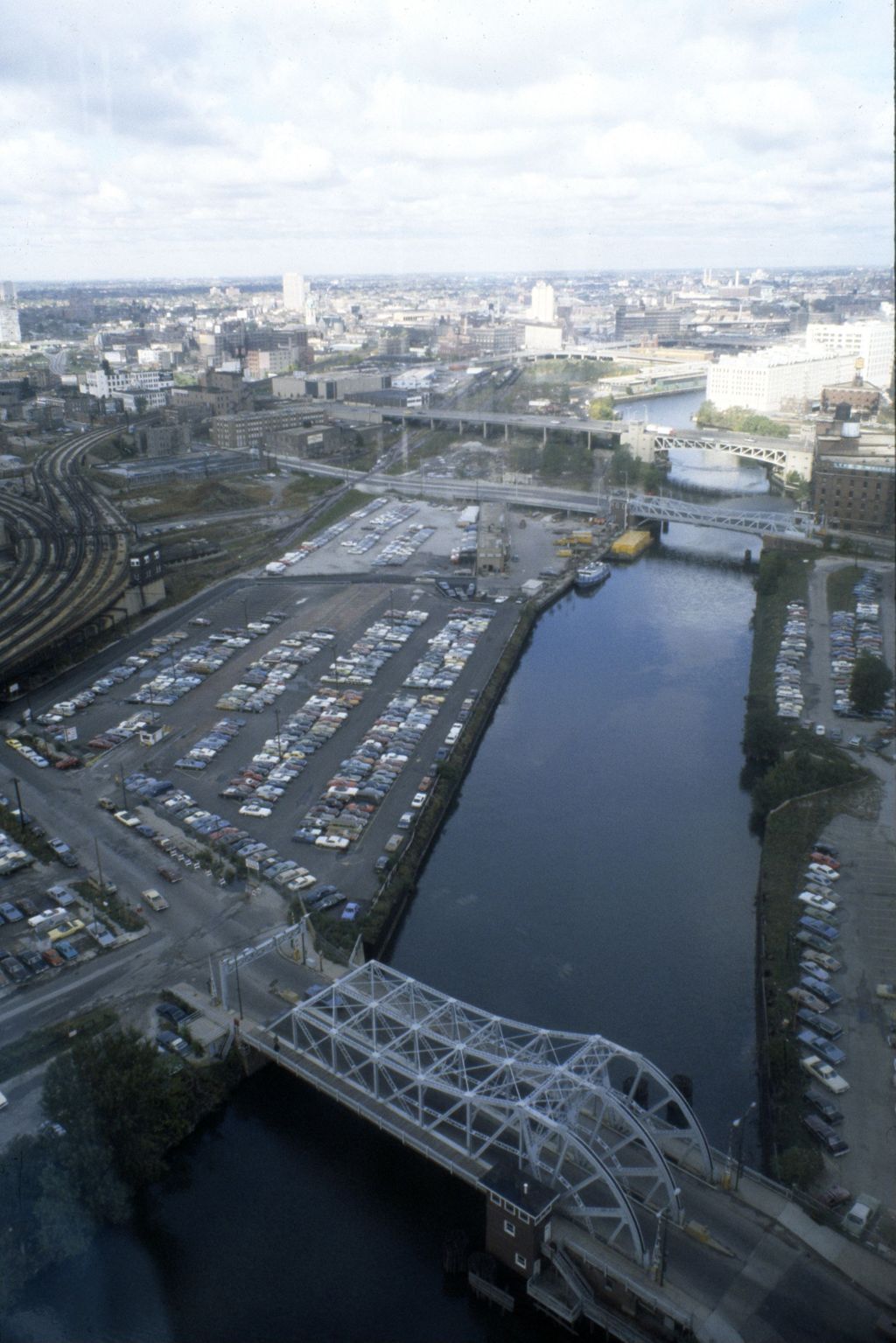 Parking lots along the North Branch of the Chicago River